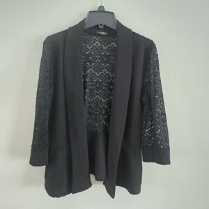 Elegant Black Lace Sleeve Blazer